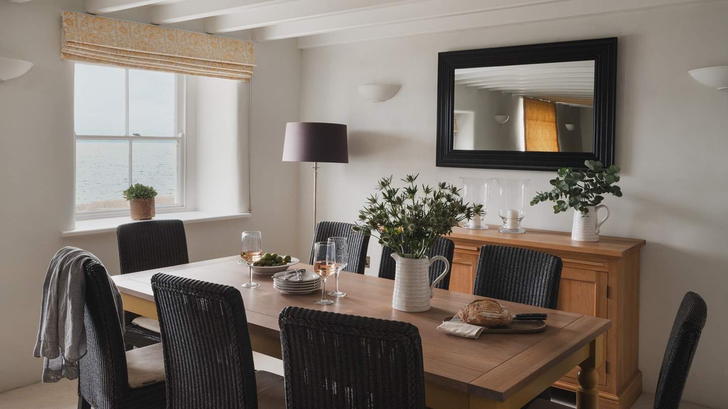 Savour breath-taking sea views as you gather for meals 