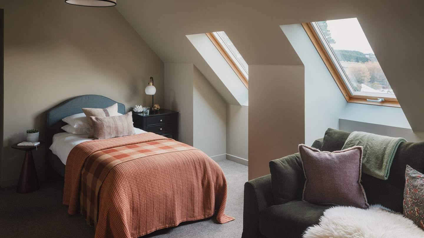 There is a small velvet sofa for the night-time storytellers...