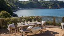 With scenes of verdant clifftop and sparkling oceans - dining alfresco has never been dreamier