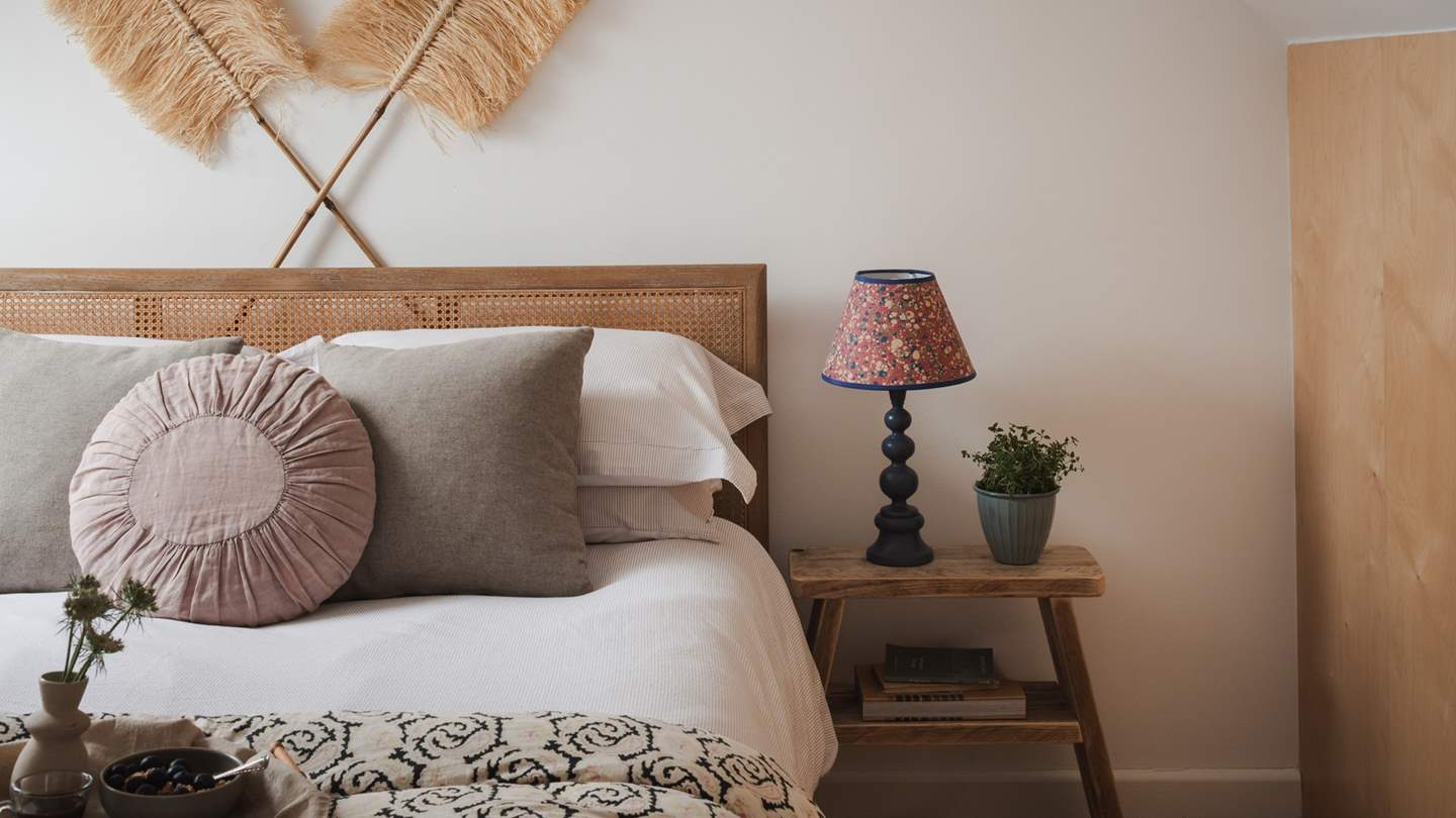 You’ll find a rattan, king-size bed for lingering lie-ins