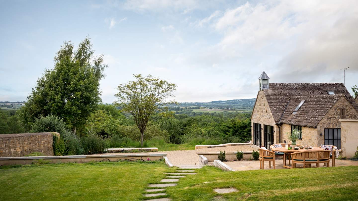 With a teak table for eight, there is plenty of space to lounge until nightfall