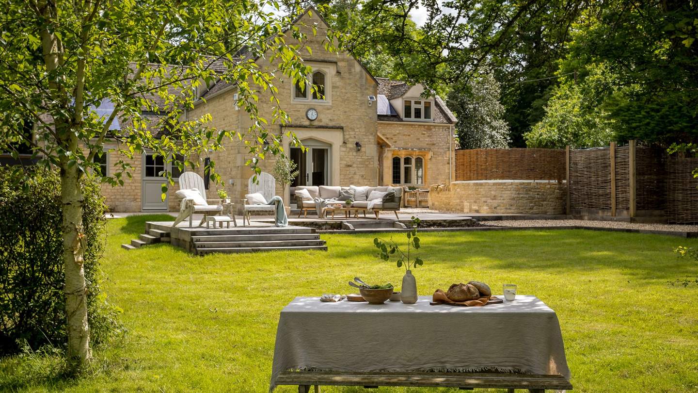 Verdant lawns provide ample space for picnics on summer days...