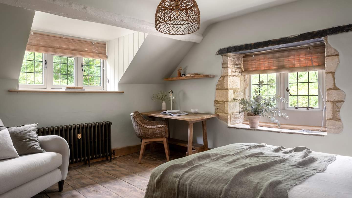 For guests looking to chronicle their travel reveries, an antique desk awaits...