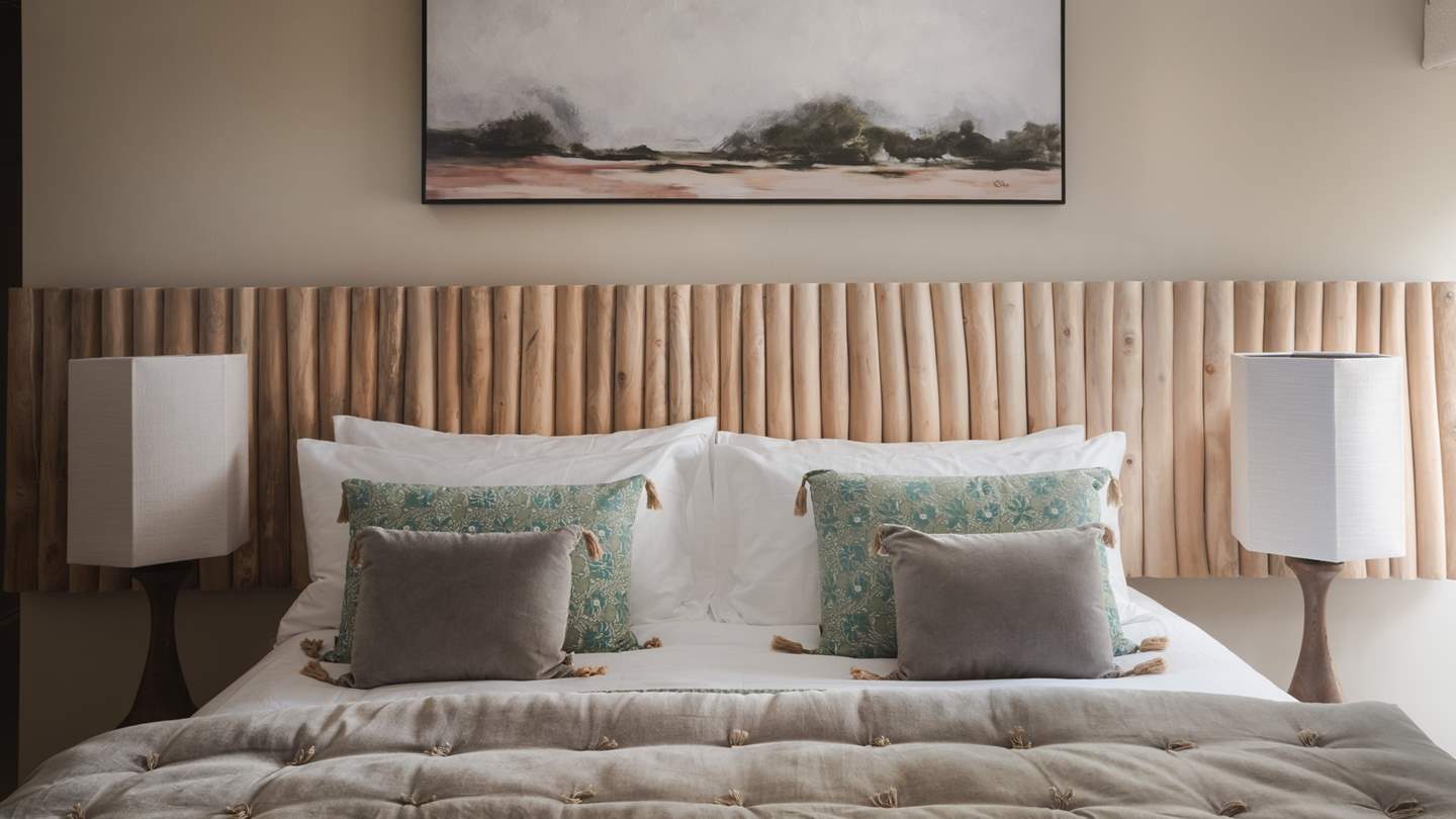 A serene sanctuary, with two sets of patio doors leading to both the front terrace as well as the side garden