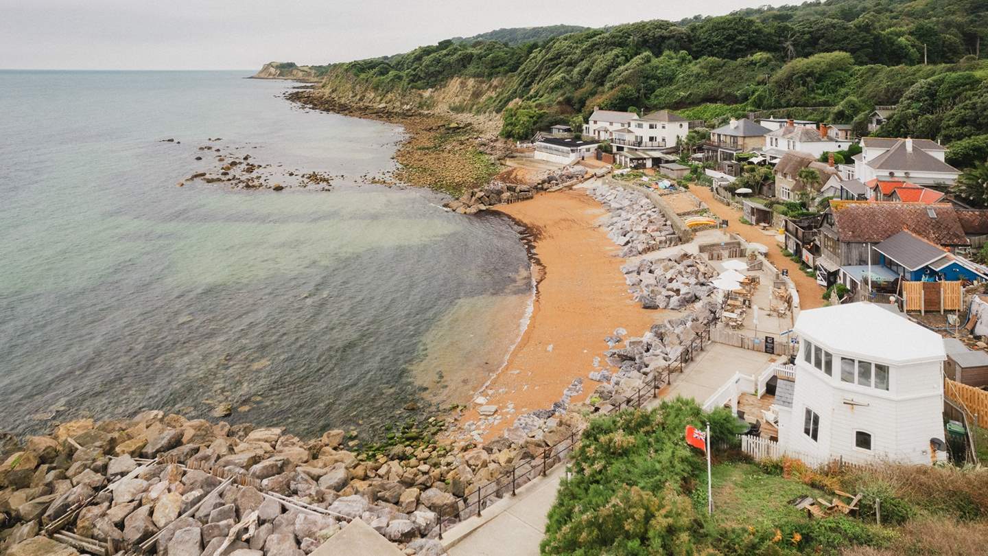 Less than half a mile away is the golden shawl of Steephill Cove Beach overlooked by charming cafés