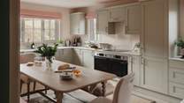 The farmhouse style kitchen is a dream for preparing meals and dining with family and friends