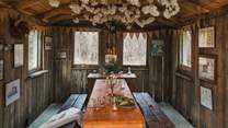 Uncover a rustic indoor table and alfresco dining bench