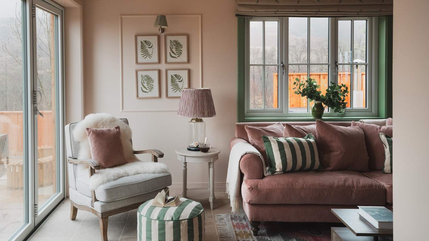 Seek serenity at Coruanan Farmhouse, with colour drenched walls in Edward Bulmer’s Jonquil, and calming Ian Mankin fern inspired fabrics