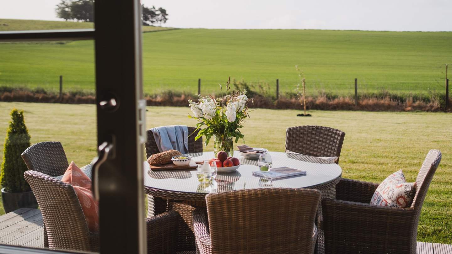A delightful setting to enjoy alfresco meals with the Scottish countryside as your backdrop