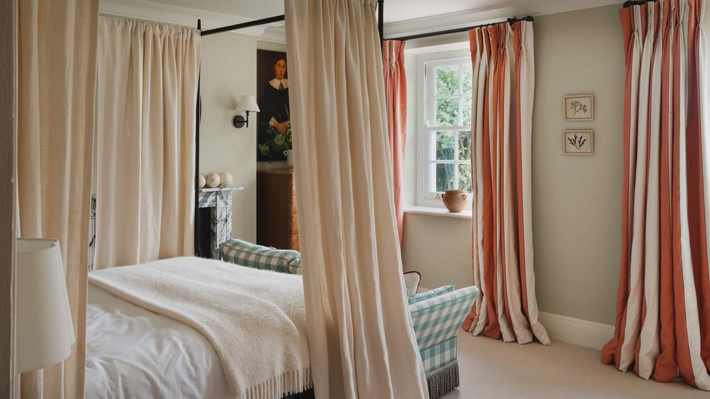 The epitome of sophistication with a regal Neptune four poster bed and a king size mattress by Soho home is the master bedroom