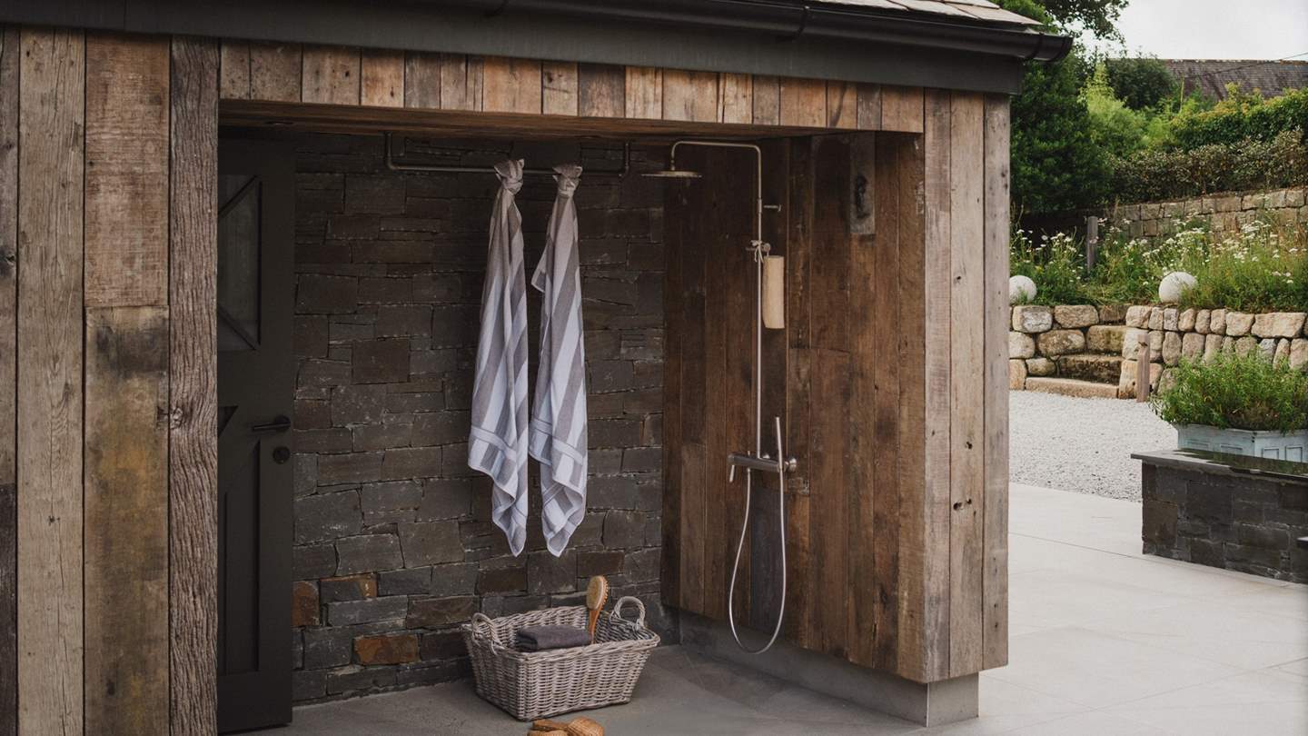 A heated outdoor shower is the perfect addition 