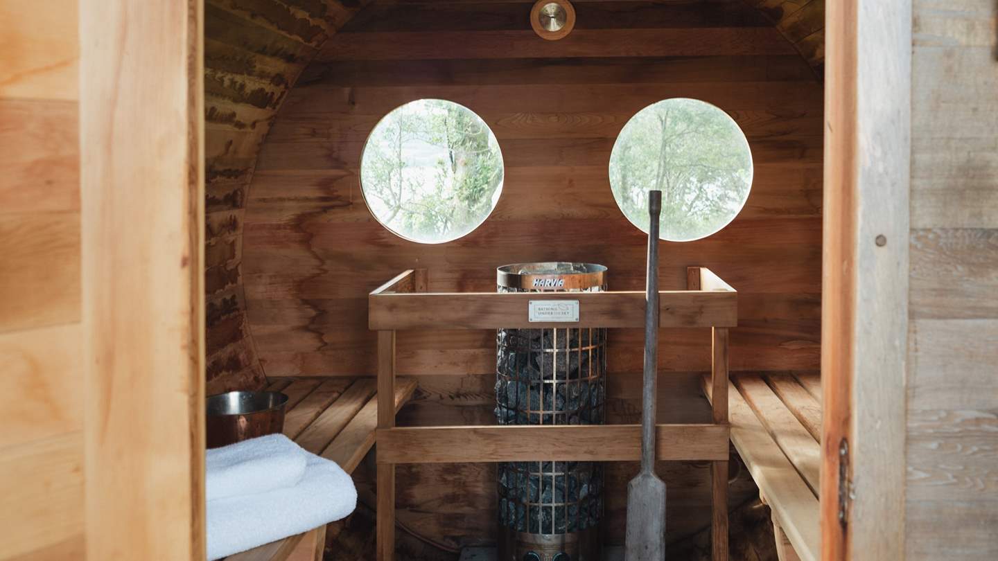 Retreat to the heavenly sauna, where rejuvenating moments reside