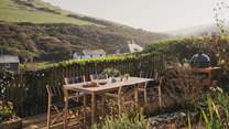 Served by a Big Green Egg barbecue for chargrilled banquets overlooking rolling tides