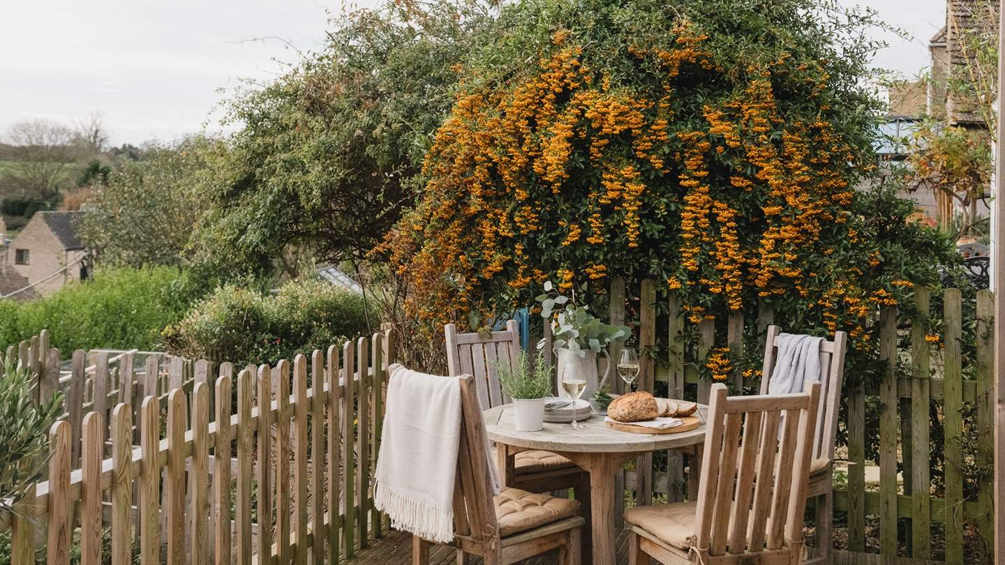 Bask in the the pastoral panoramas whilst alfresco dining