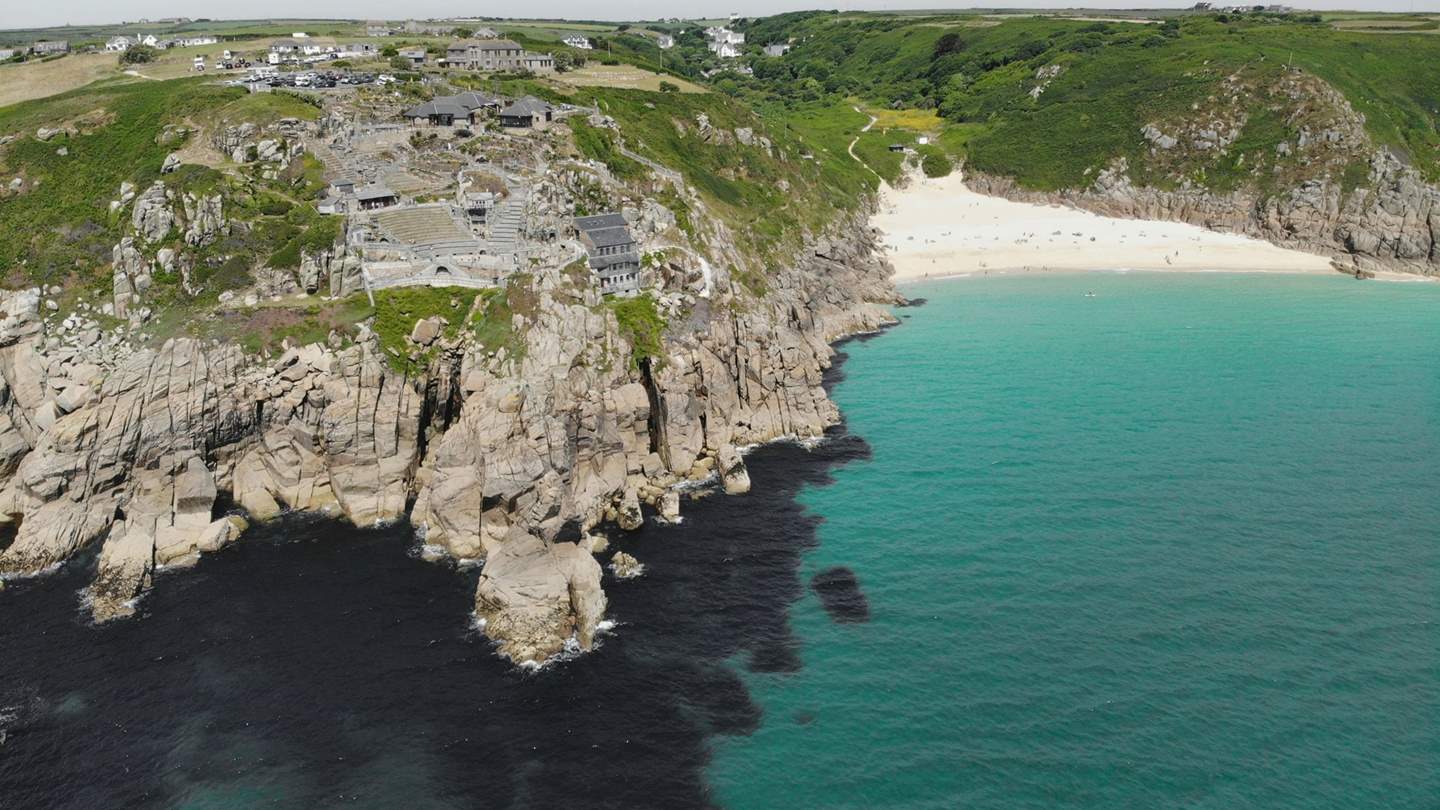Porthcurno beckons with cerulean waters and a spectacular stage for open-air performances at the Minack Theatre