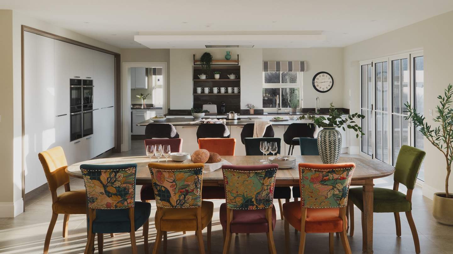 The main open plan living, kitchen and dining space invites for dreamy indoor-outdoor living 