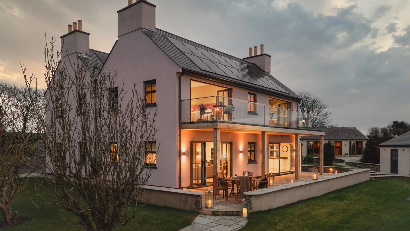 Contemporary countryside escapism awaits at our retreat for ten on the Isle of Man, complete with a hot tub, spa room and a games room...