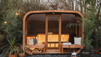 A large wood-fired sauna offers moments of rejuvenating calm