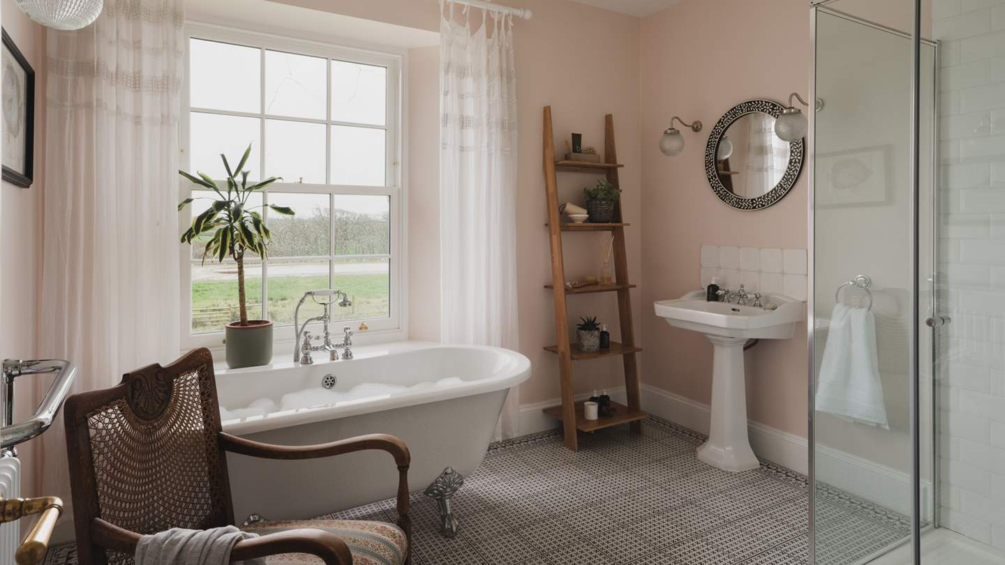 Promising spa-like serenity, you’ll also find a separate shower for refreshing rainfall reveries