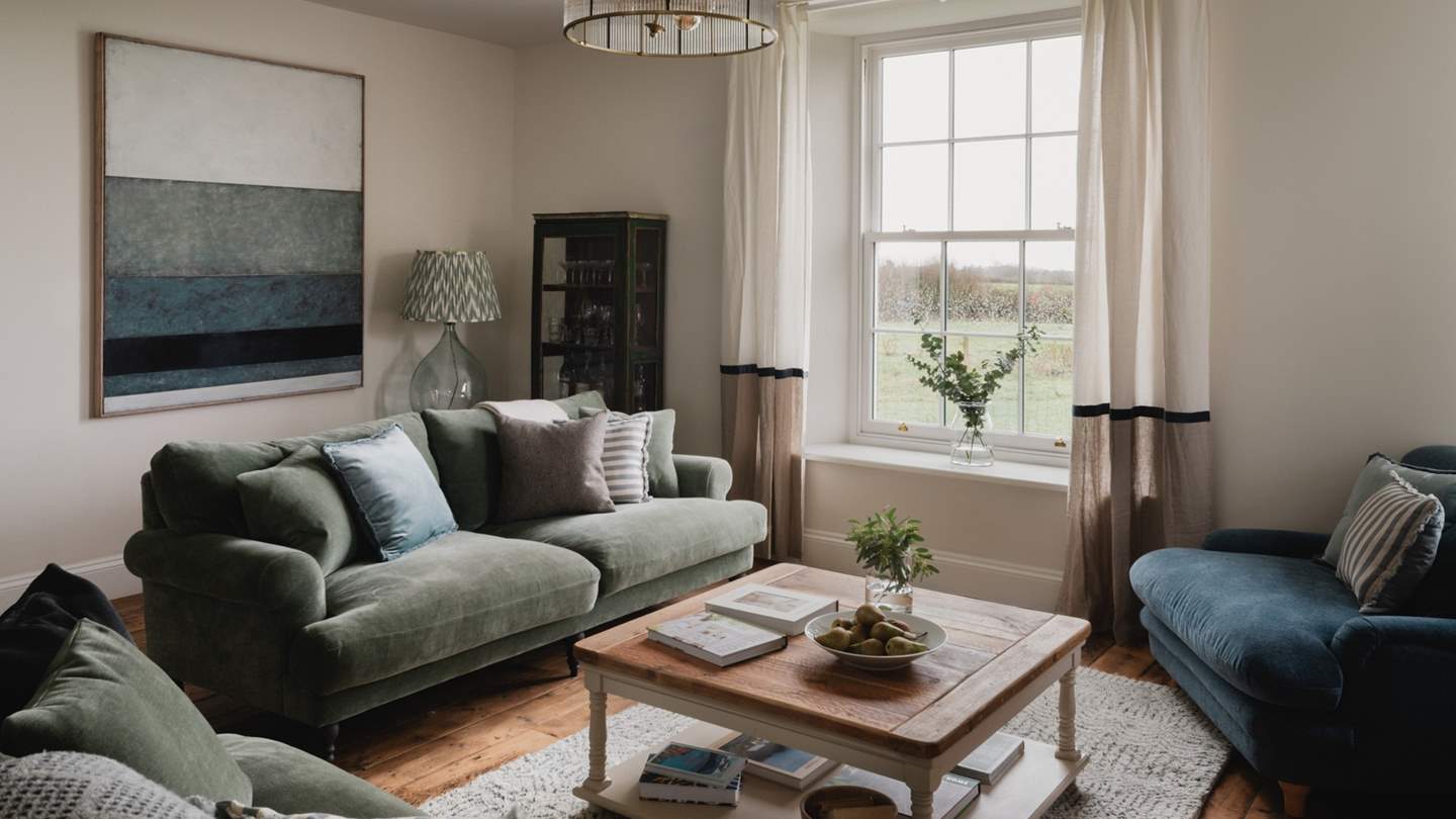 Retreat to the relaxed living space for fireside tipples