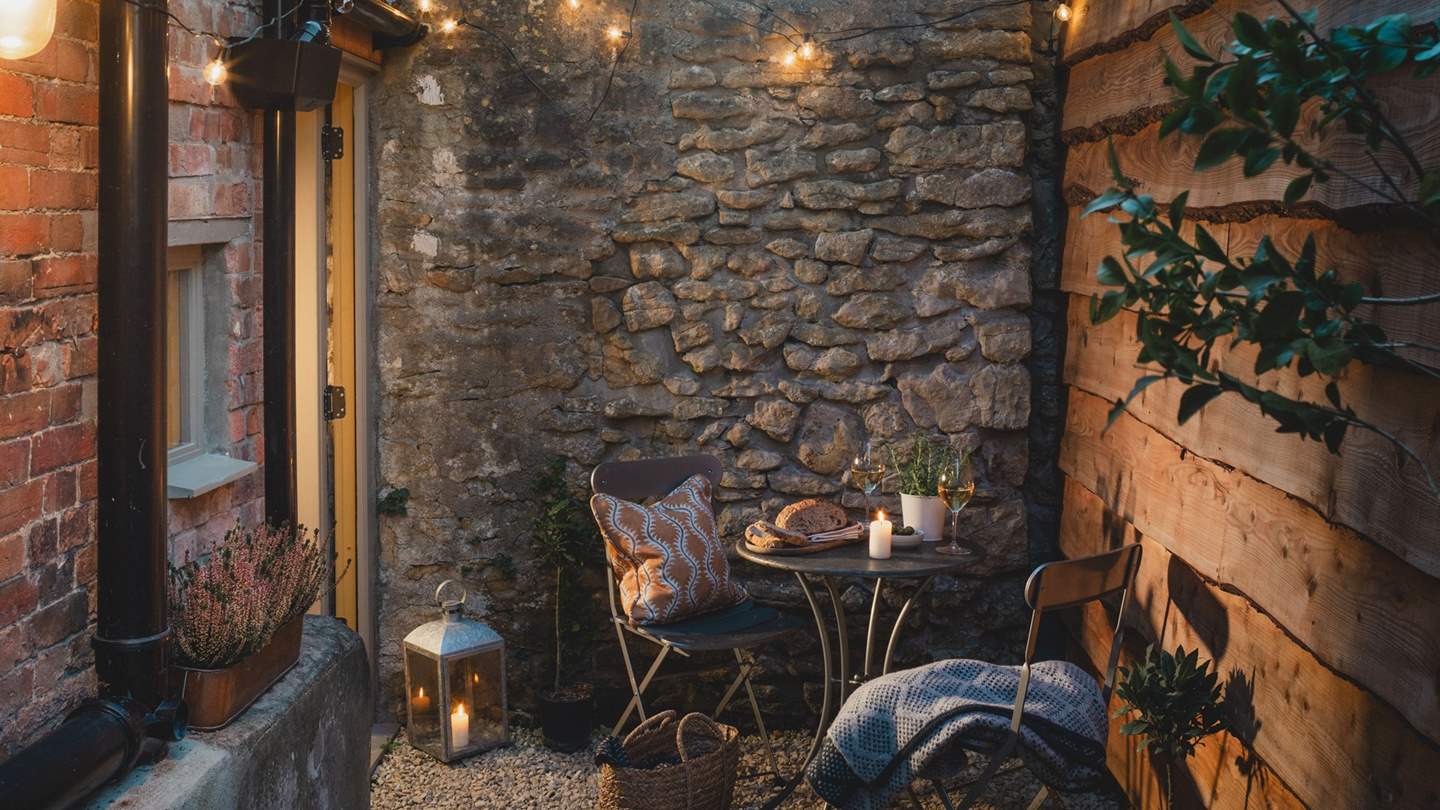 Savour romantic suppers beneath sunset skies in the lovely courtyard garden