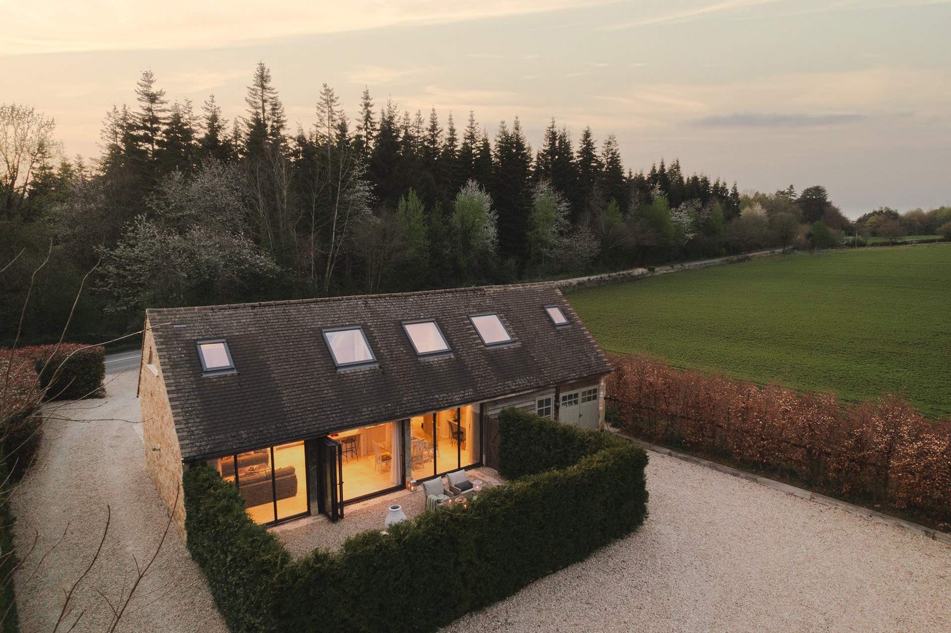 Contemporary Cotswold charm unfolds at our exquisitely restored barn for four...