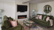 The living space radiates contemporary calm