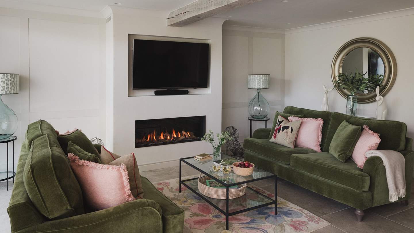 The living space radiates contemporary calm