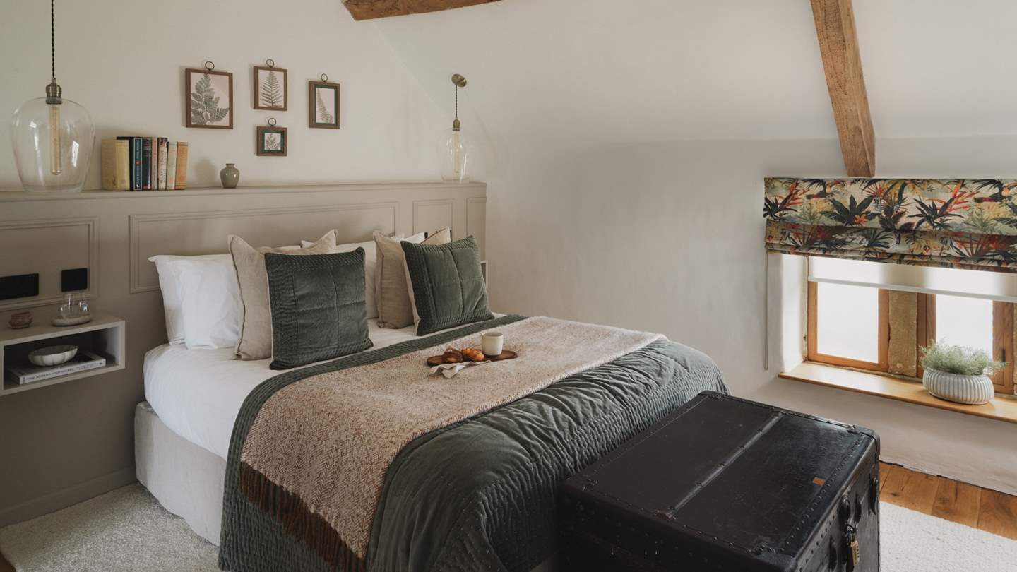 The calming bedroom beckons for blissful repose