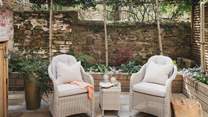 This sheltered nook is idyllic for moments spent in sunlit quietude