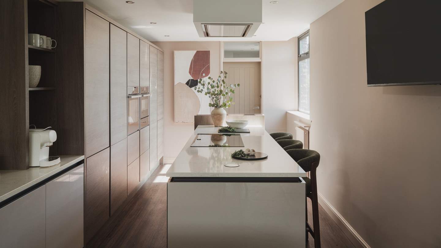 Designed around a central island, the kitchen a dream for cooking