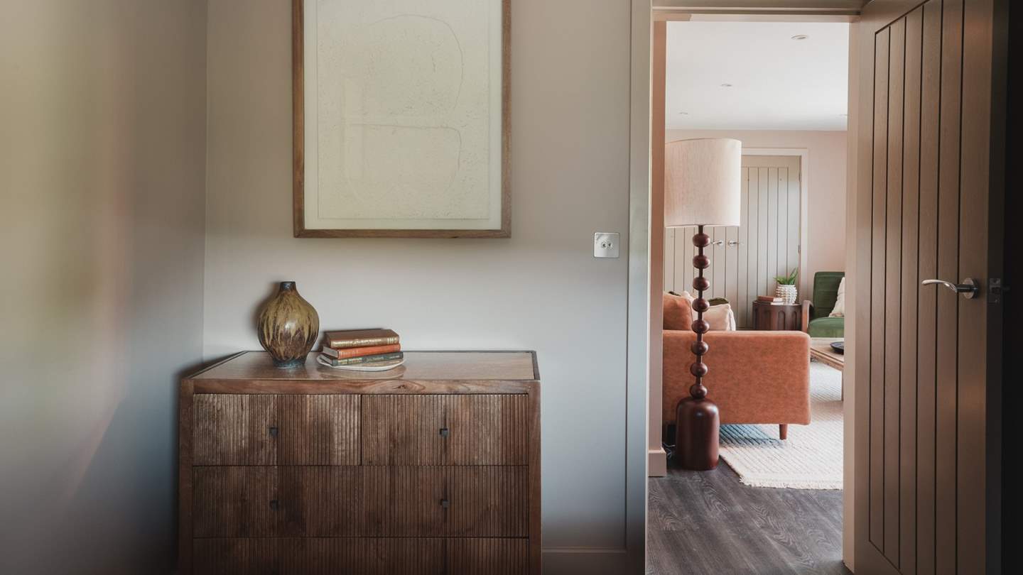 With an additional chest of drawers for storage