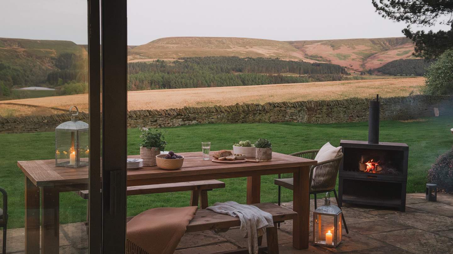 Settle in for cosy nights cocooned by the warming glow of the outdoor wood burner