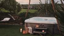 Immerse in the bubbling depths of the hot tub