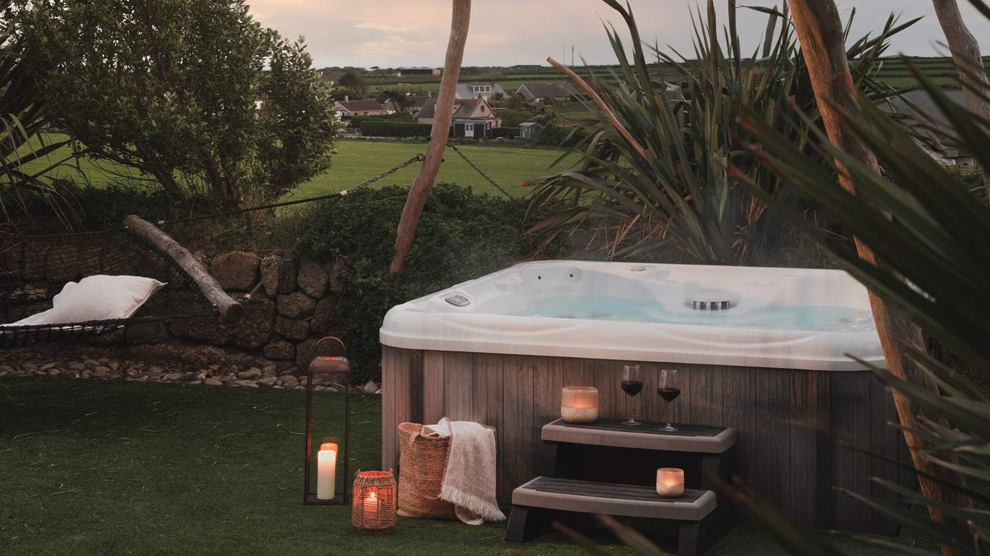 Immerse in the bubbling depths of the hot tub