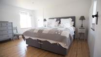 The darling second bedroom with a zip and link can be set as twins for flexible sleeping arrangements