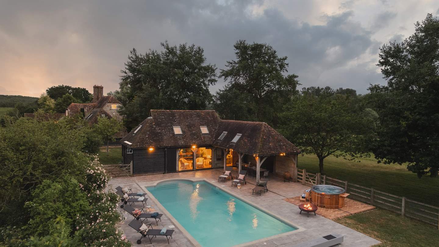 Uncover the exquisitely curated interiors of our dog-friendly country dream, promising a seasonal pool and balmy hot tub...