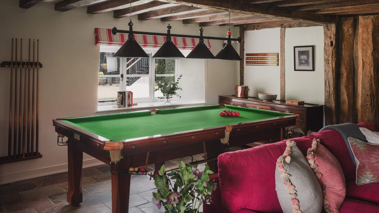 A full-size snooker table promises hours of spirited play