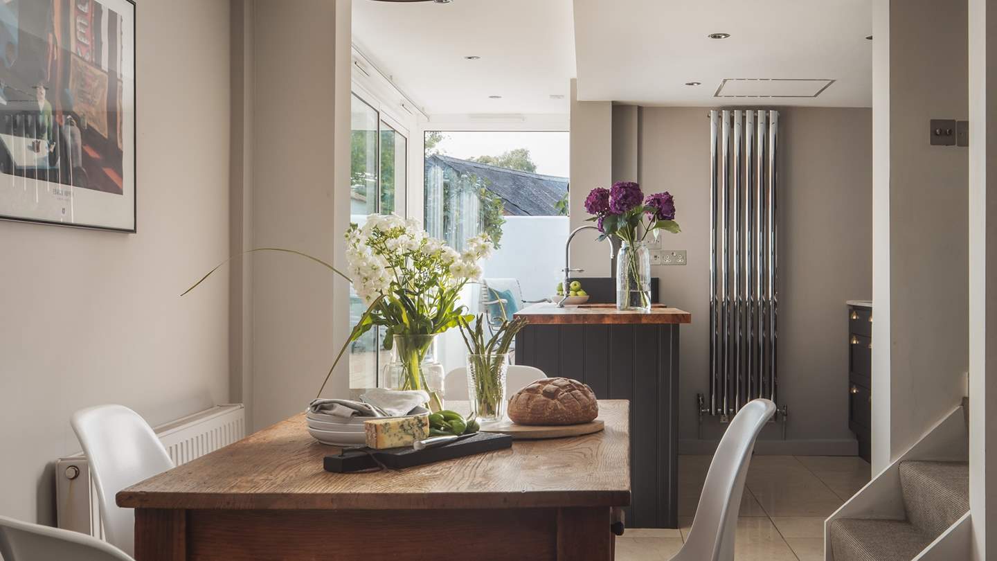 Perch at the dining table for a glimpse of the sheltered courtyard