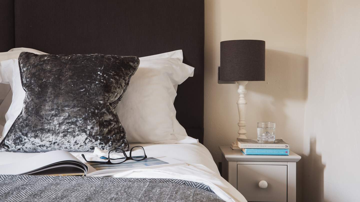 The sweetest dreams await in the upholstered super-king size bed that can also be made up as twin beds