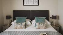 The sweetest dreams await in the upholstered super-king size bed that can also be made up as twin beds