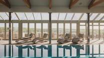 The swimming pool looks out to Trevear's gorgeous grounds